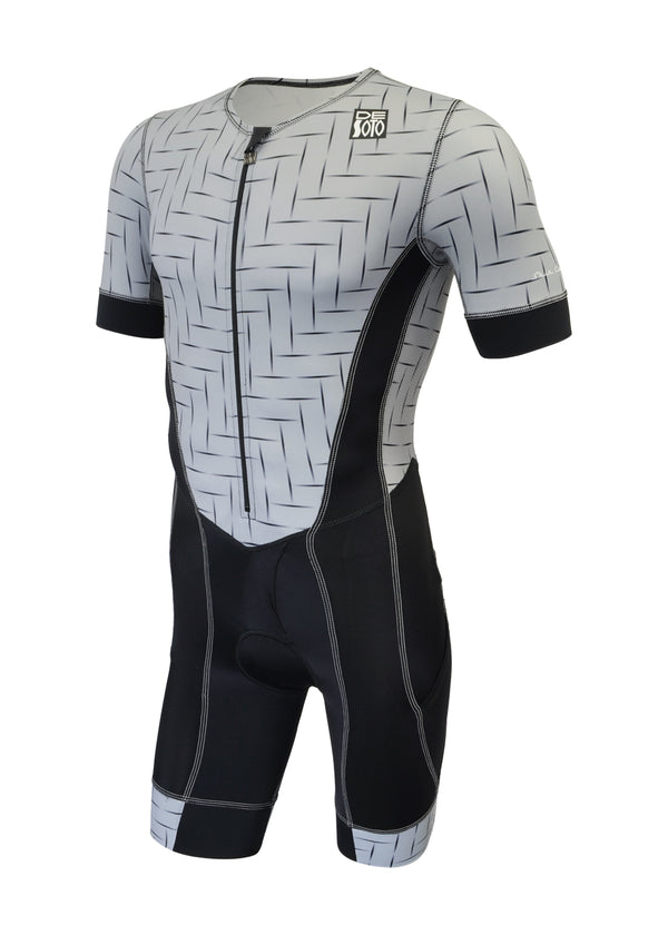 Traje de baño con mangas y diseño de chevron Forza Flisuit™ para hombre (diseña el tuyo propio)
