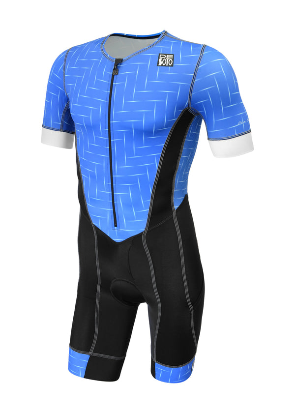 Traje de baño con mangas y diseño de chevron Forza Flisuit™ para hombre (diseña el tuyo propio)