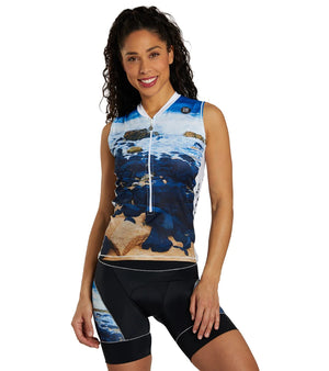 Top con media cremallera y efecto enfriador de piel para mujer