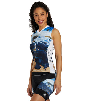 Top con media cremallera y efecto enfriador de piel para mujer